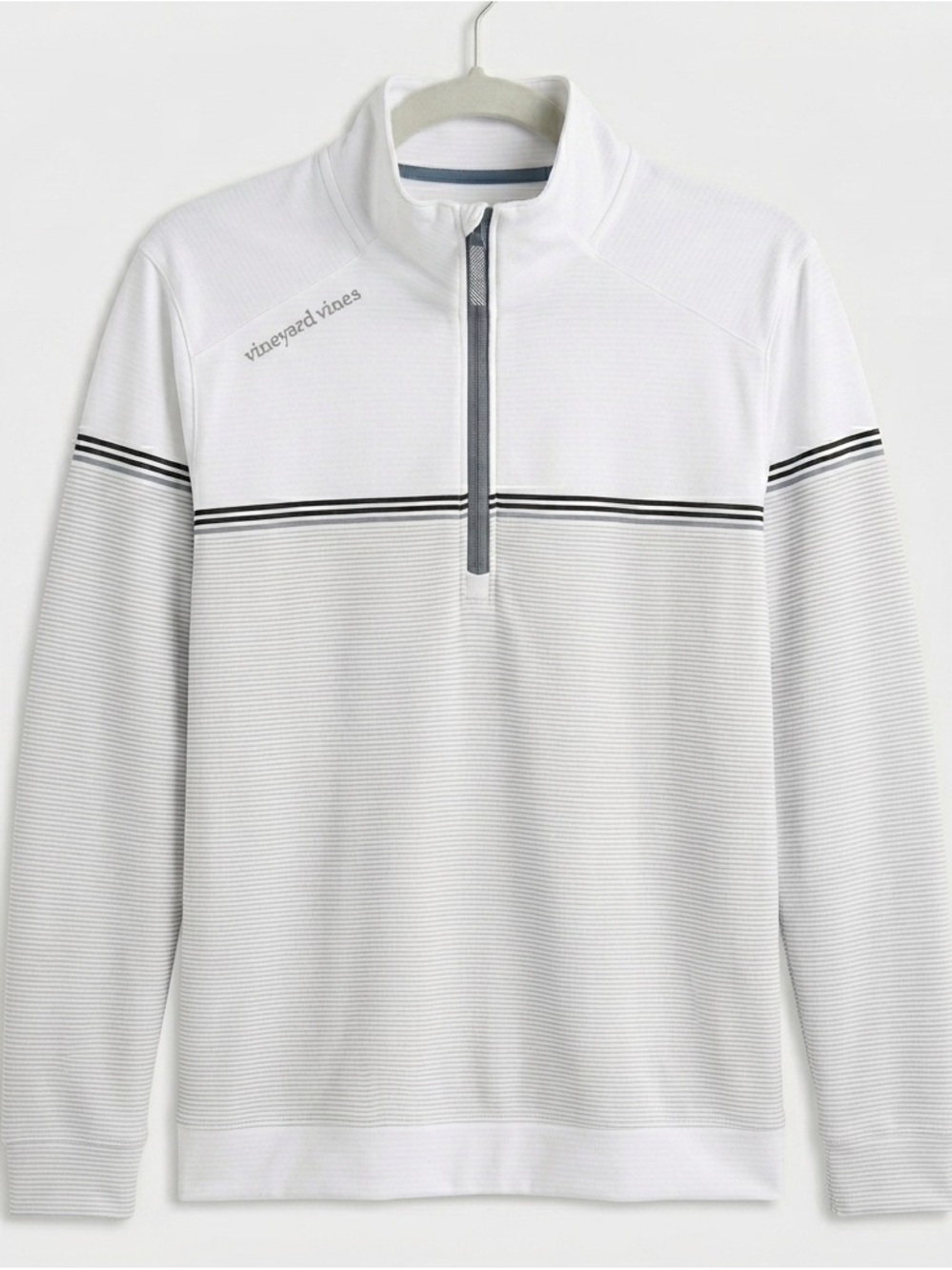 Vineyard Vines Sankaty Pullover Men’s White Striped Performance Quarter Zip